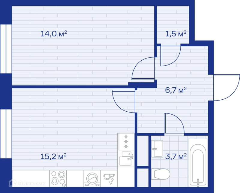 1-комнатная квартира 41 м² Миниполис Аристов Берег