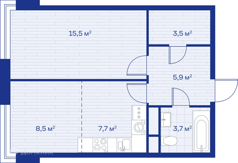 2-комнатная квартира 45 м² Миниполис Аристов Берег