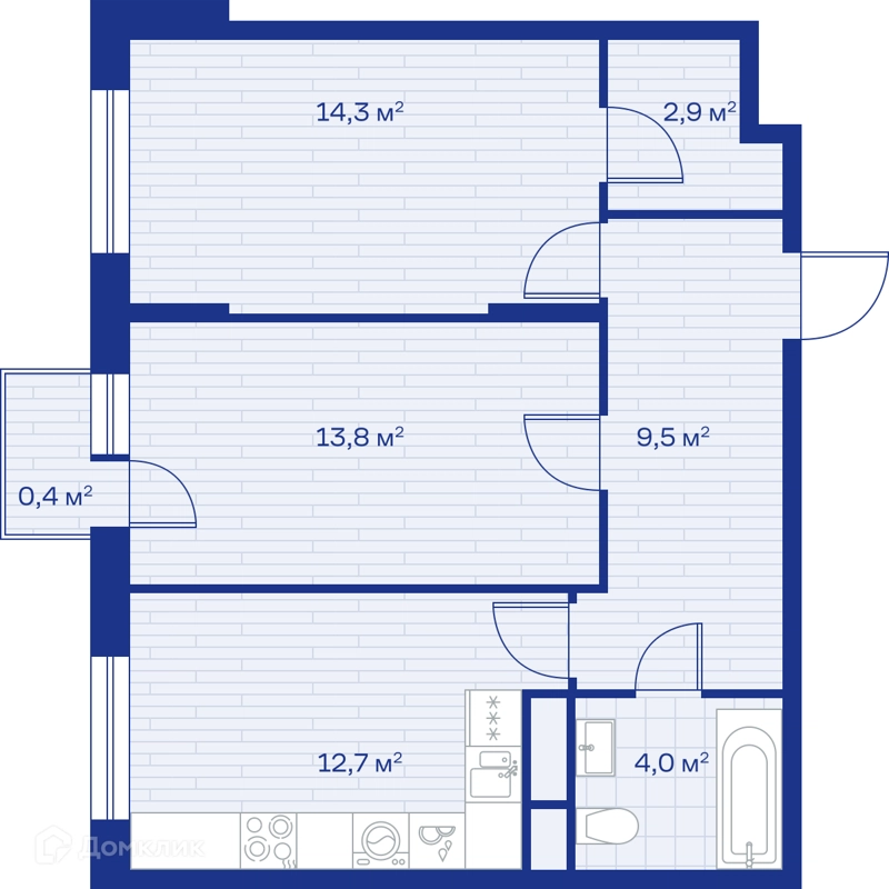 2-комнатная квартира 58 м² Миниполис Аристов Берег