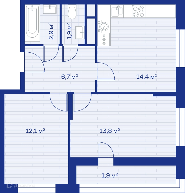 2-комнатная квартира 54 м² Миниполис Аристов Берег