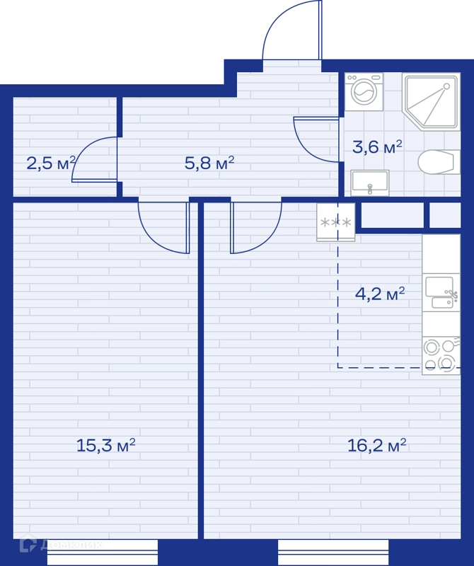 2-комнатная квартира 48 м² Миниполис Аристов Берег