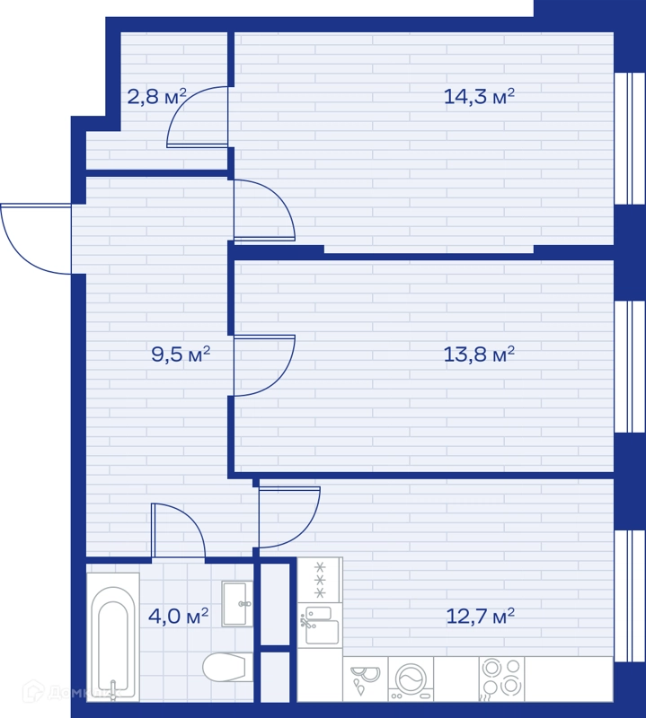 2-комнатная квартира 57 м² Миниполис Аристов Берег