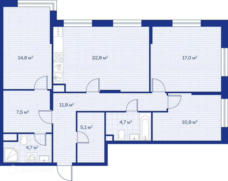 3-комнатная квартира 99 м² Миниполис Аристов Берег