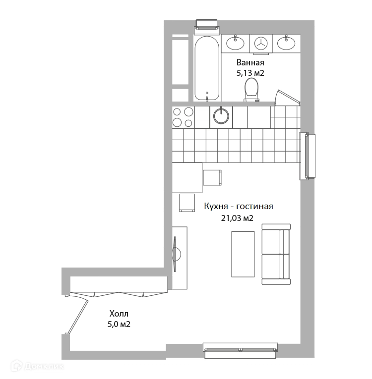 Студия 31.2 м² Адрес