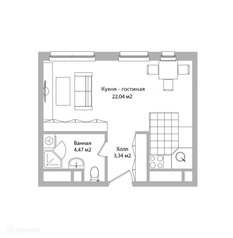Студия 29.9 м² Адрес