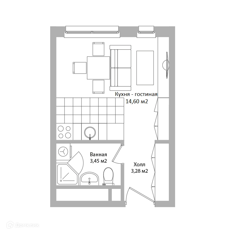 Студия 21.3 м² Адрес