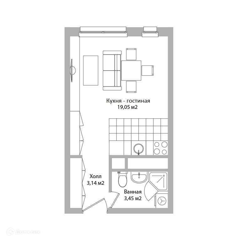 Студия 25.6 м² Адрес