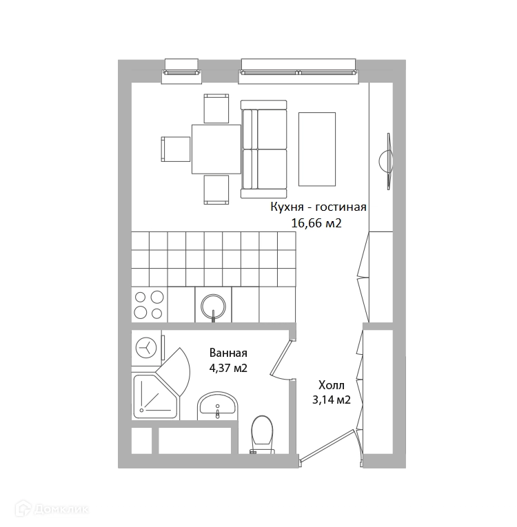 Студия 24.2 м² Адрес
