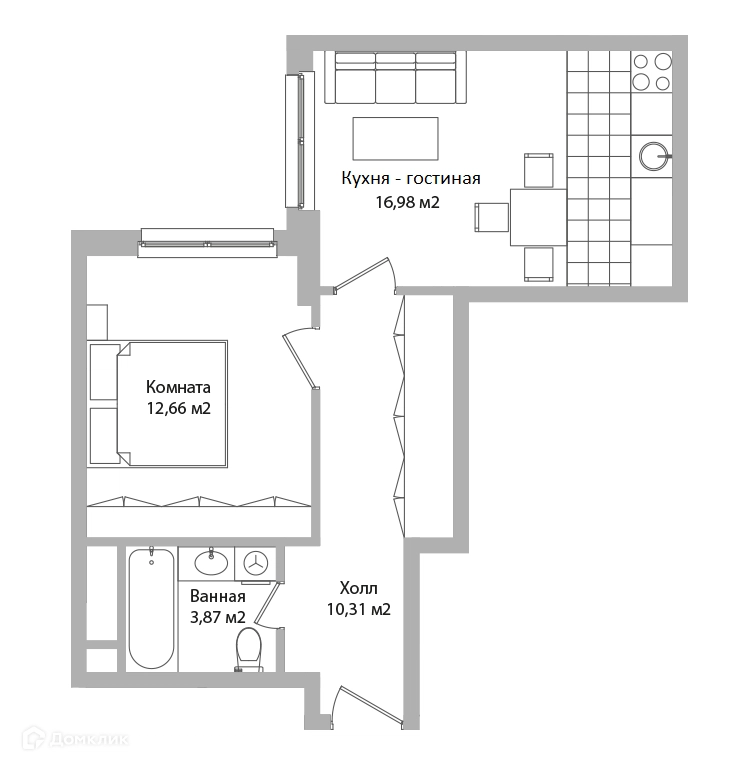 2-комнатные апартаменты 43.8 м² Адрес