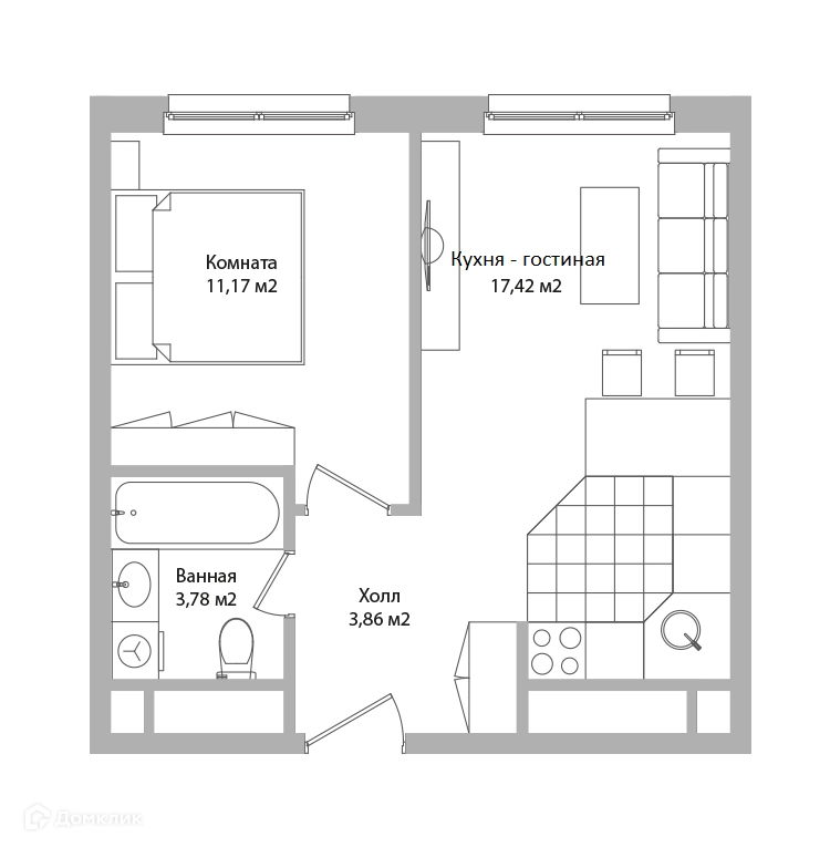 2-комнатные апартаменты 36.2 м² Адрес