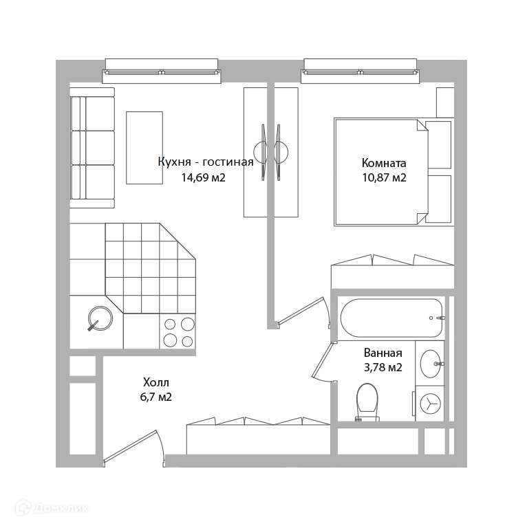 2-комнатные апартаменты 36 м² Адрес