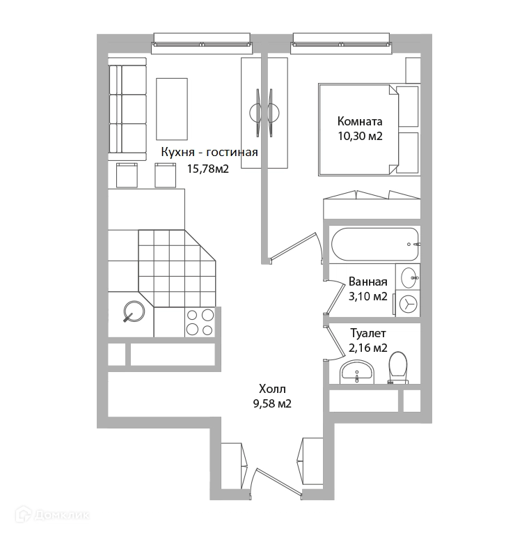 2-комнатные апартаменты 40.9 м² Адрес