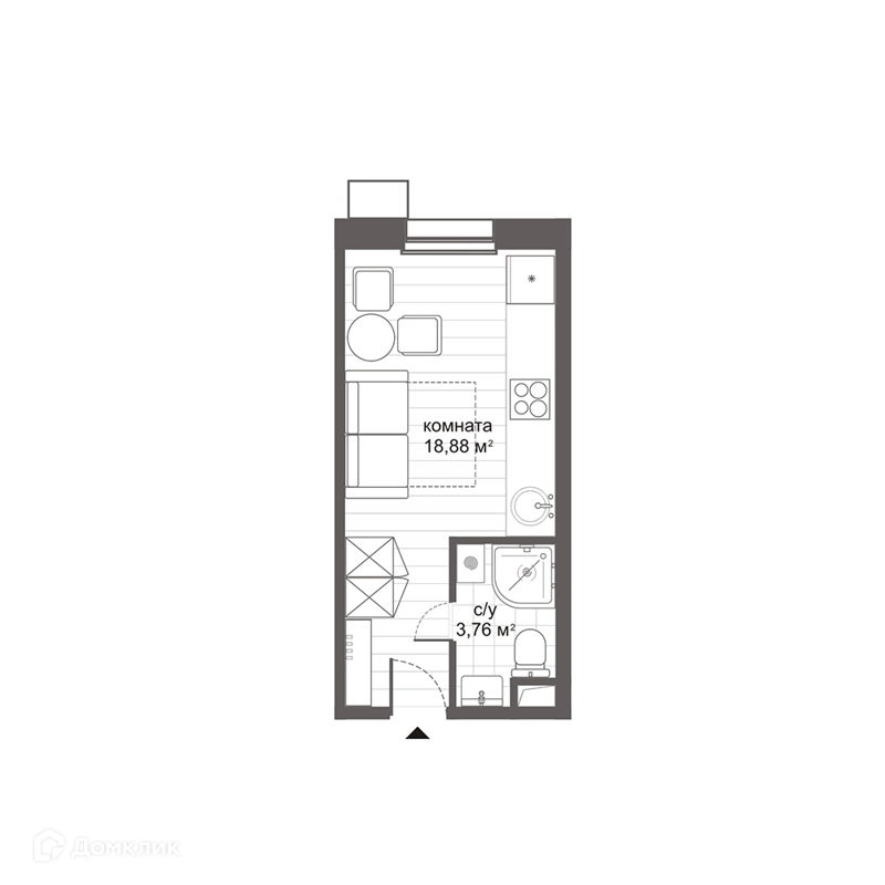 Студия 22.8 м² МФК Ситимикс Новокосино