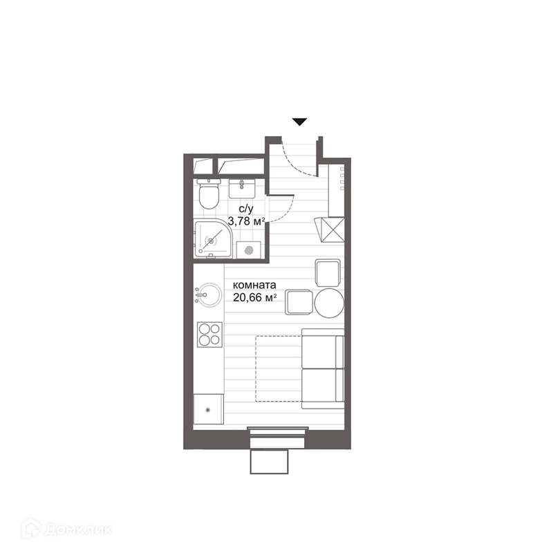Студия 24.6 м² МФК Ситимикс Новокосино