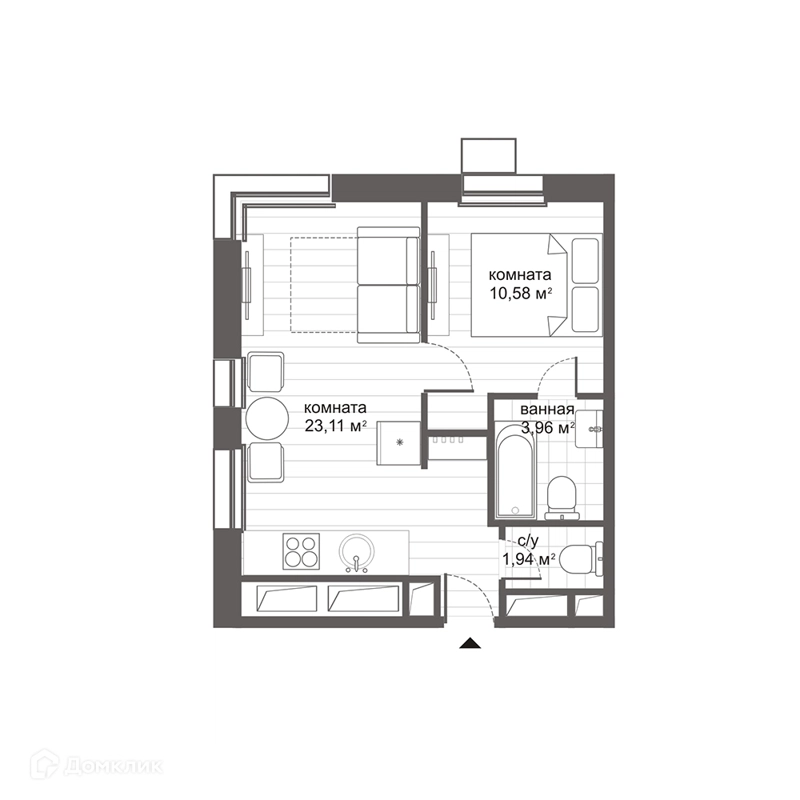 Студия 39.3 м² МФК Ситимикс Новокосино