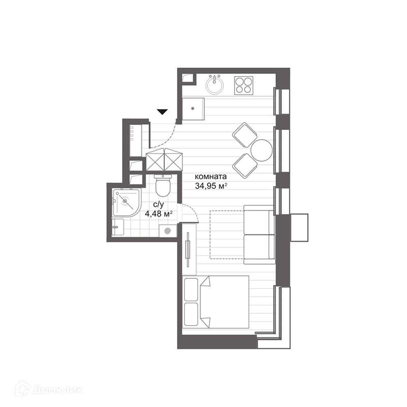 Студия 34.6 м² МФК Ситимикс Новокосино