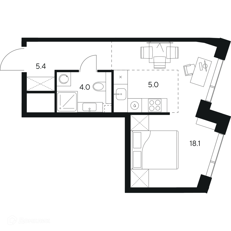 Студия 32.5 м² НЕКСУС от Аквилон