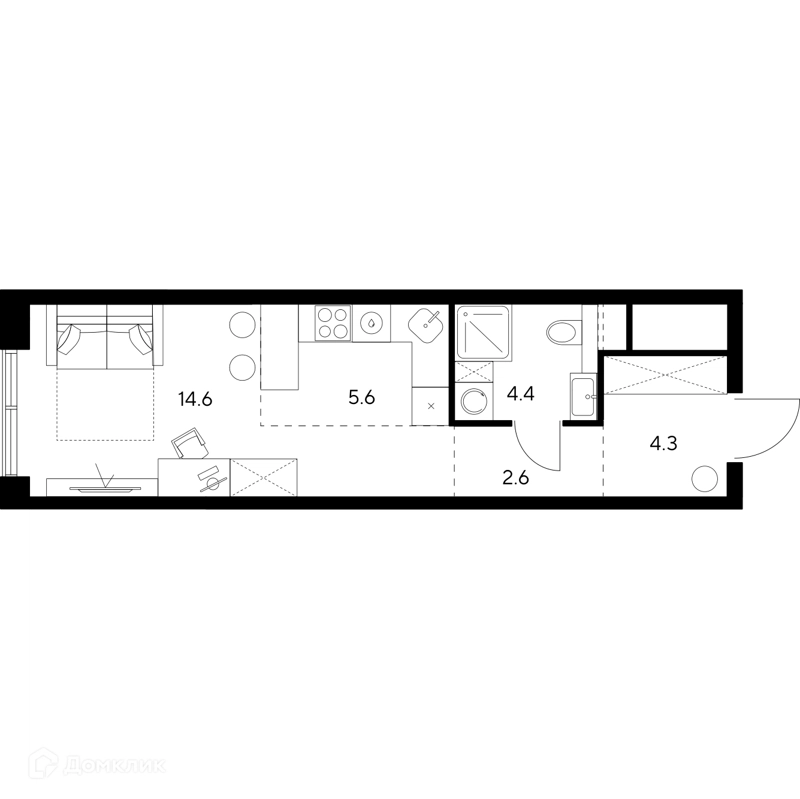 Студия 31.5 м² НЕКСУС от Аквилон
