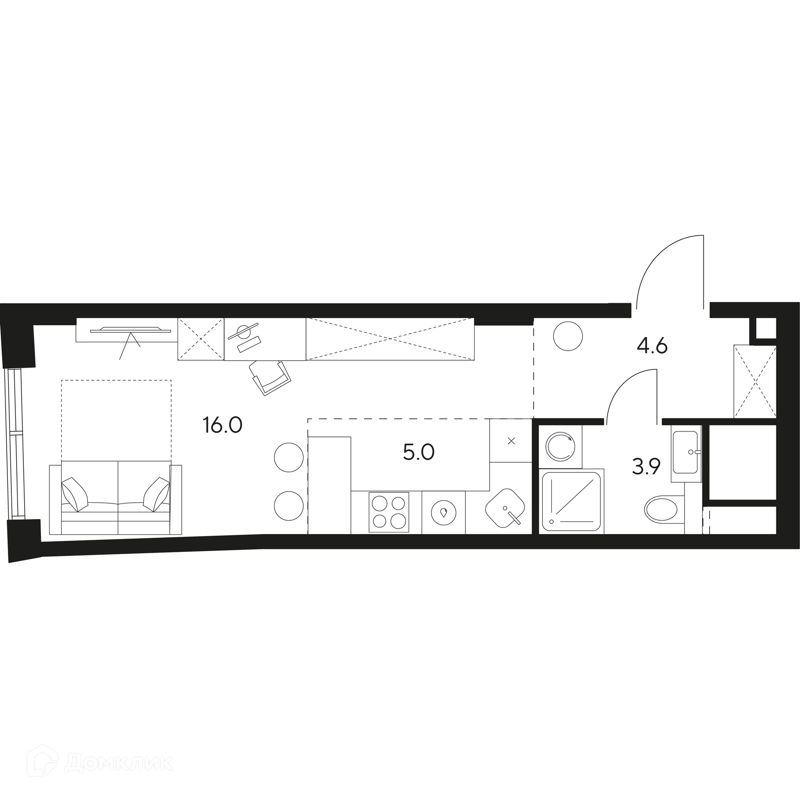 Студия 29.5 м² НЕКСУС от Аквилон