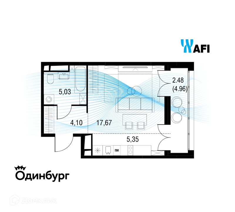 Студия 34.55 м² Одинбург