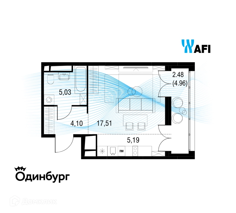 Студия 34.25 м² Одинбург