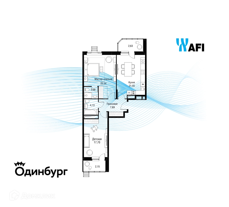 2-комнатная квартира 83.1 м² Одинбург