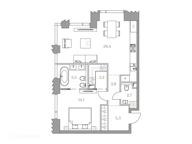 1-комнатная квартира 63 м² Коллекция Лужники