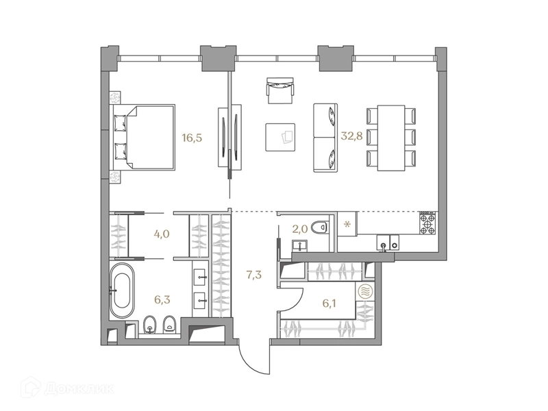 1-комнатная квартира 75 м² Коллекция Лужники