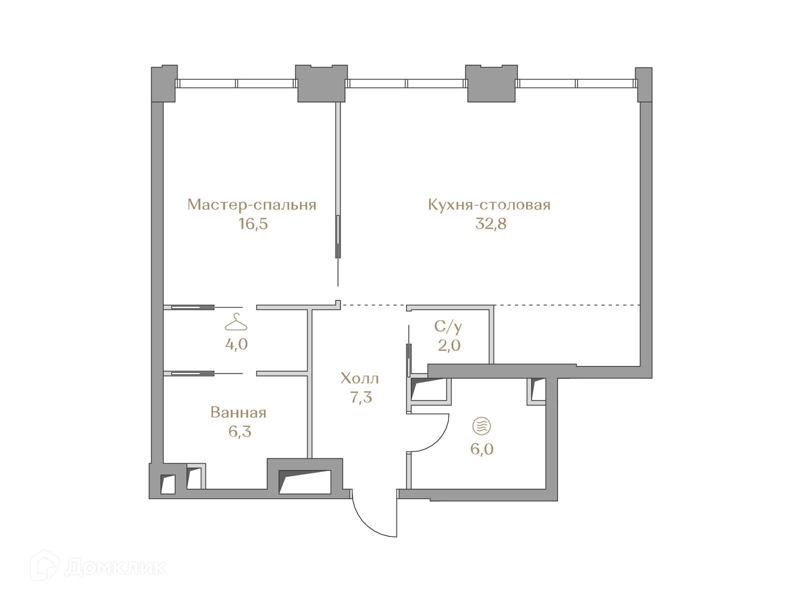 1-комнатная квартира 74.9 м² Коллекция Лужники