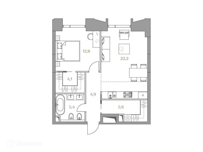 1-комнатная квартира 55 м² Коллекция Лужники