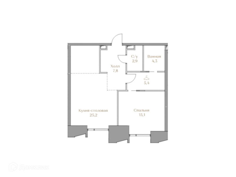 1-комнатная квартира 60.7 м² Коллекция Лужники