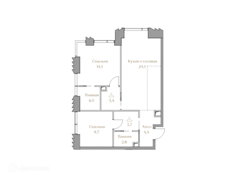 2-комнатная квартира 66.2 м² Коллекция Лужники