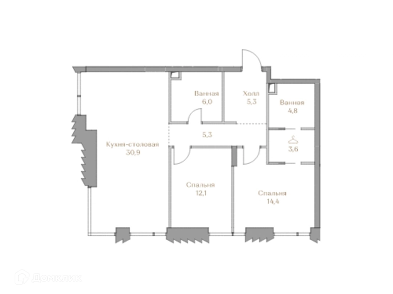 2-комнатная квартира 82.4 м² Коллекция Лужники
