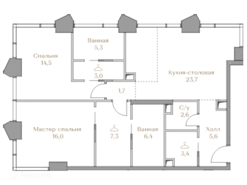 2-комнатная квартира 89.5 м² Коллекция Лужники