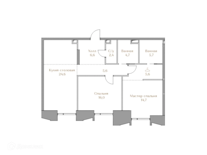 2-комнатная квартира 85.9 м² Коллекция Лужники