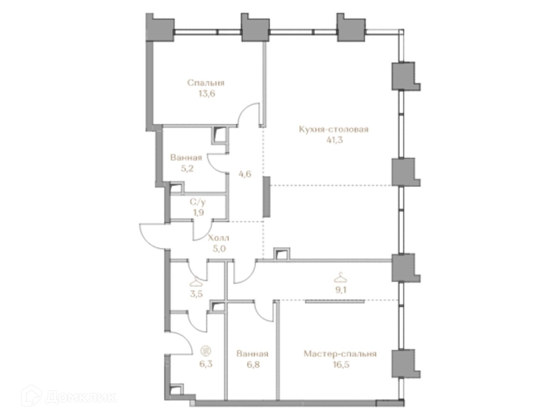 2-комнатная квартира 113.8 м² Коллекция Лужники