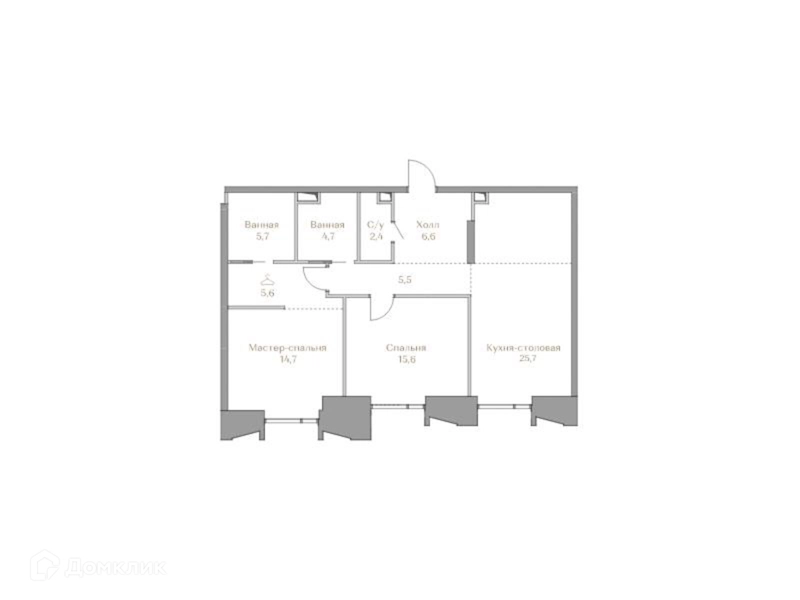 2-комнатная квартира 86.5 м² Коллекция Лужники
