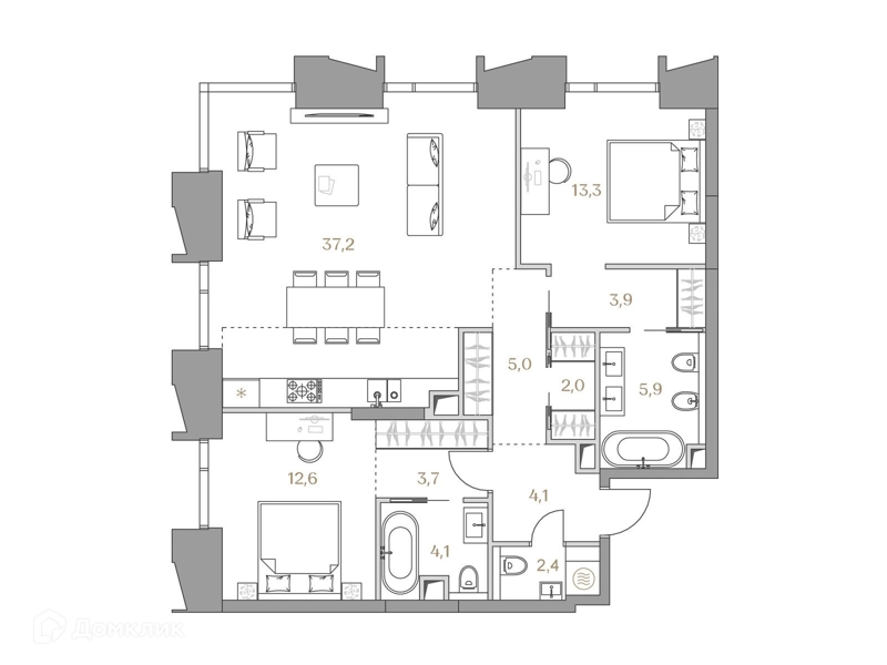 2-комнатная квартира 94.2 м² Коллекция Лужники