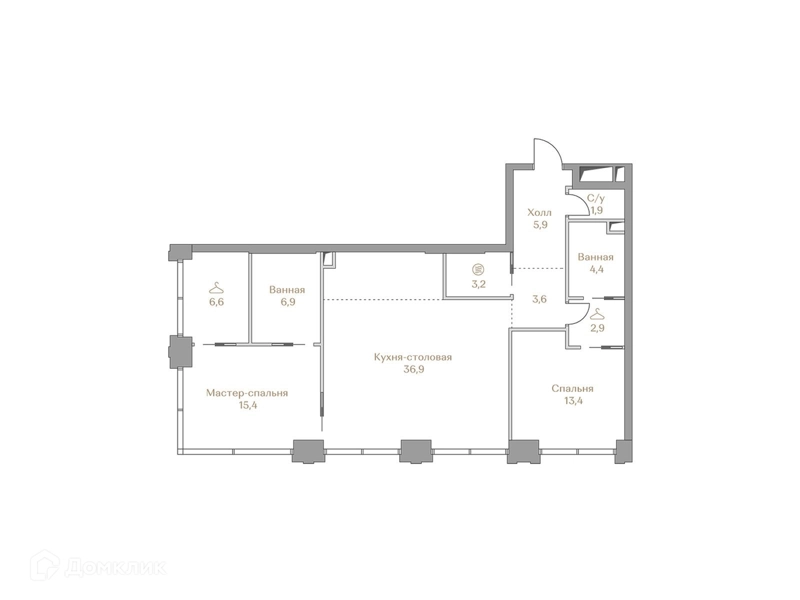 2-комнатная квартира 101.1 м² Коллекция Лужники