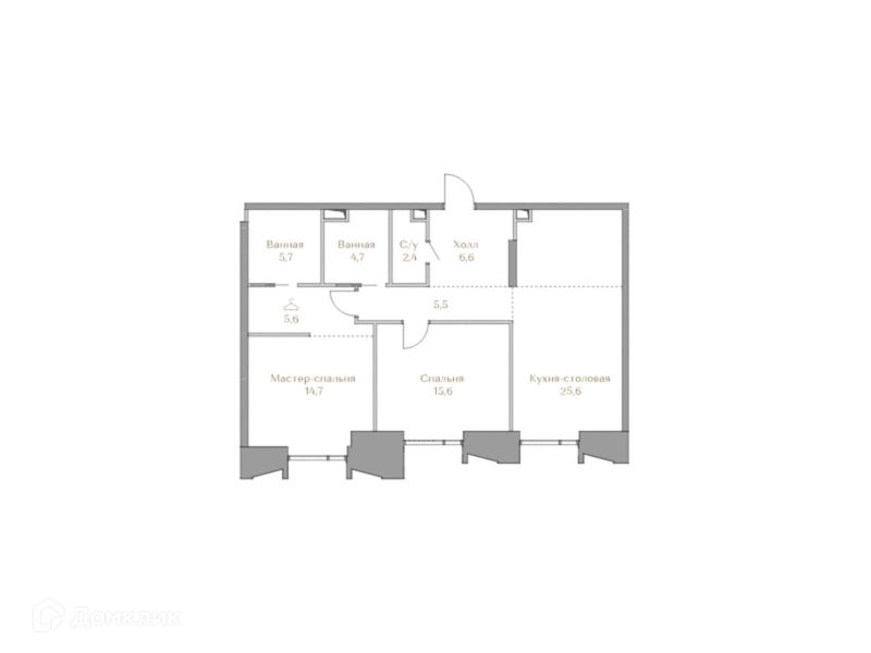 2-комнатная квартира 86.4 м² Коллекция Лужники