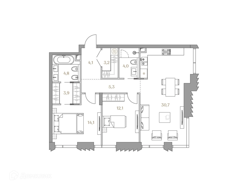 2-комнатная квартира 82.2 м² Коллекция Лужники