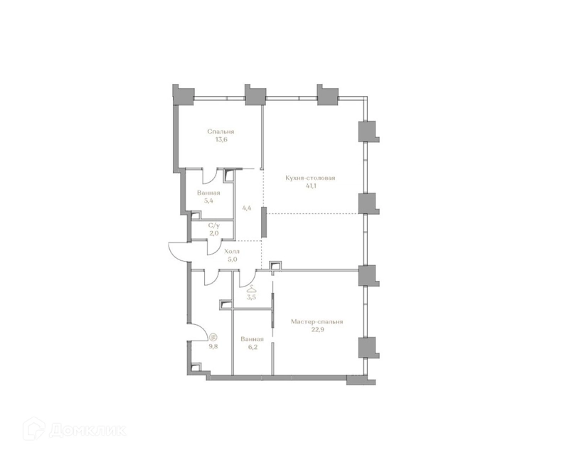 2-комнатная квартира 113.9 м² Коллекция Лужники