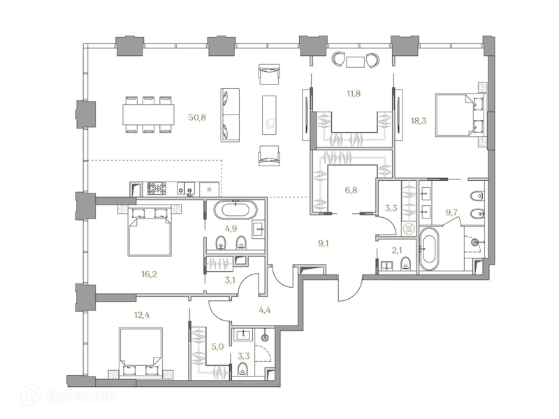 3-комнатная квартира 161.2 м² Коллекция Лужники
