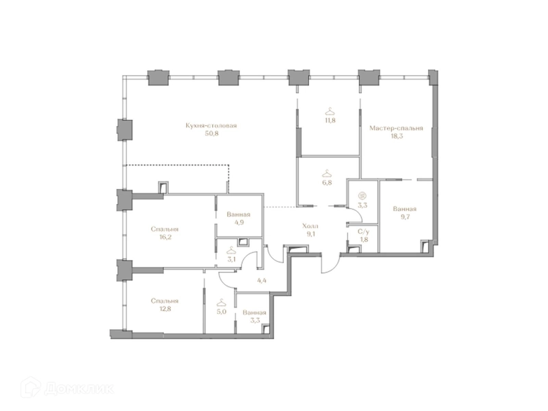 3-комнатная квартира 161.3 м² Коллекция Лужники