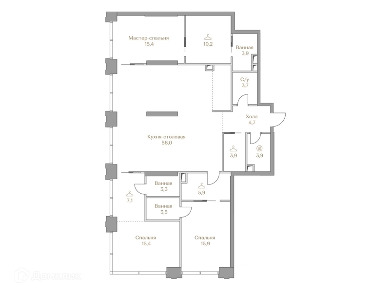 3-комнатная квартира 152.8 м² Коллекция Лужники