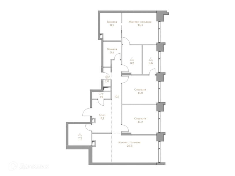 3-комнатная квартира 131.8 м² Коллекция Лужники