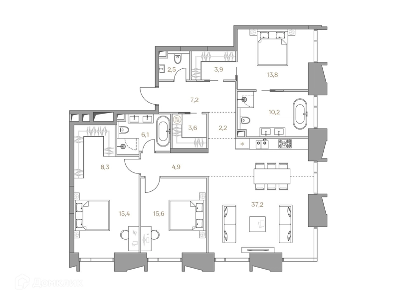 3-комнатная квартира 130.9 м² Коллекция Лужники