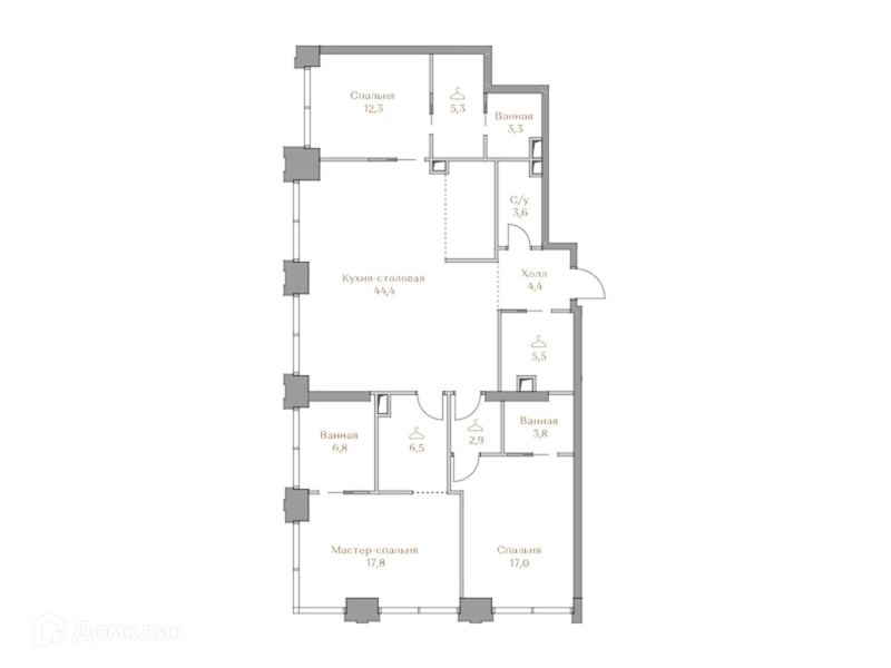 3-комнатная квартира 133.6 м² Коллекция Лужники