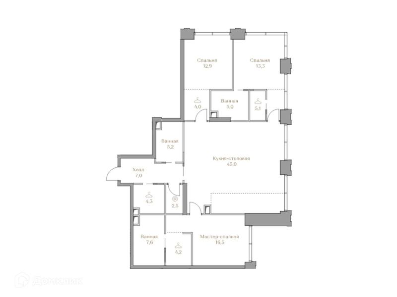 3-комнатная квартира 132.6 м² Коллекция Лужники