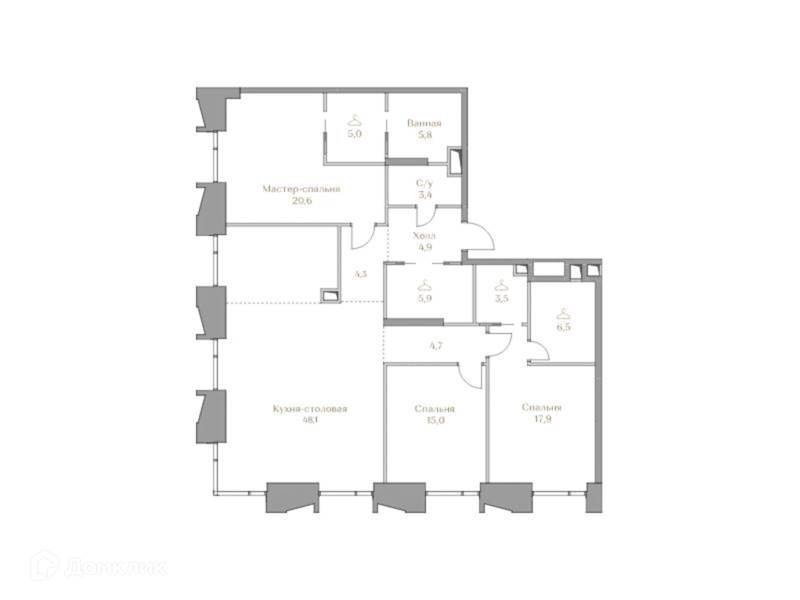 3-комнатная квартира 145.6 м² Коллекция Лужники